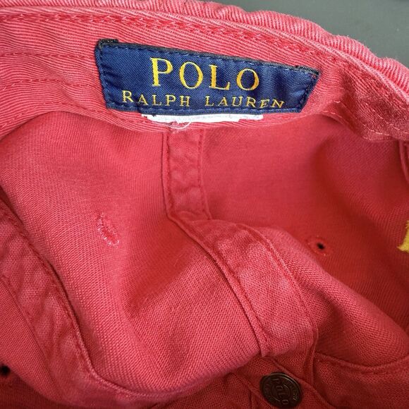 Polo Ralph Lauren Hat Navy With Yellow Embroidered Jockey Strap Adjustable - Picture 7 of 7